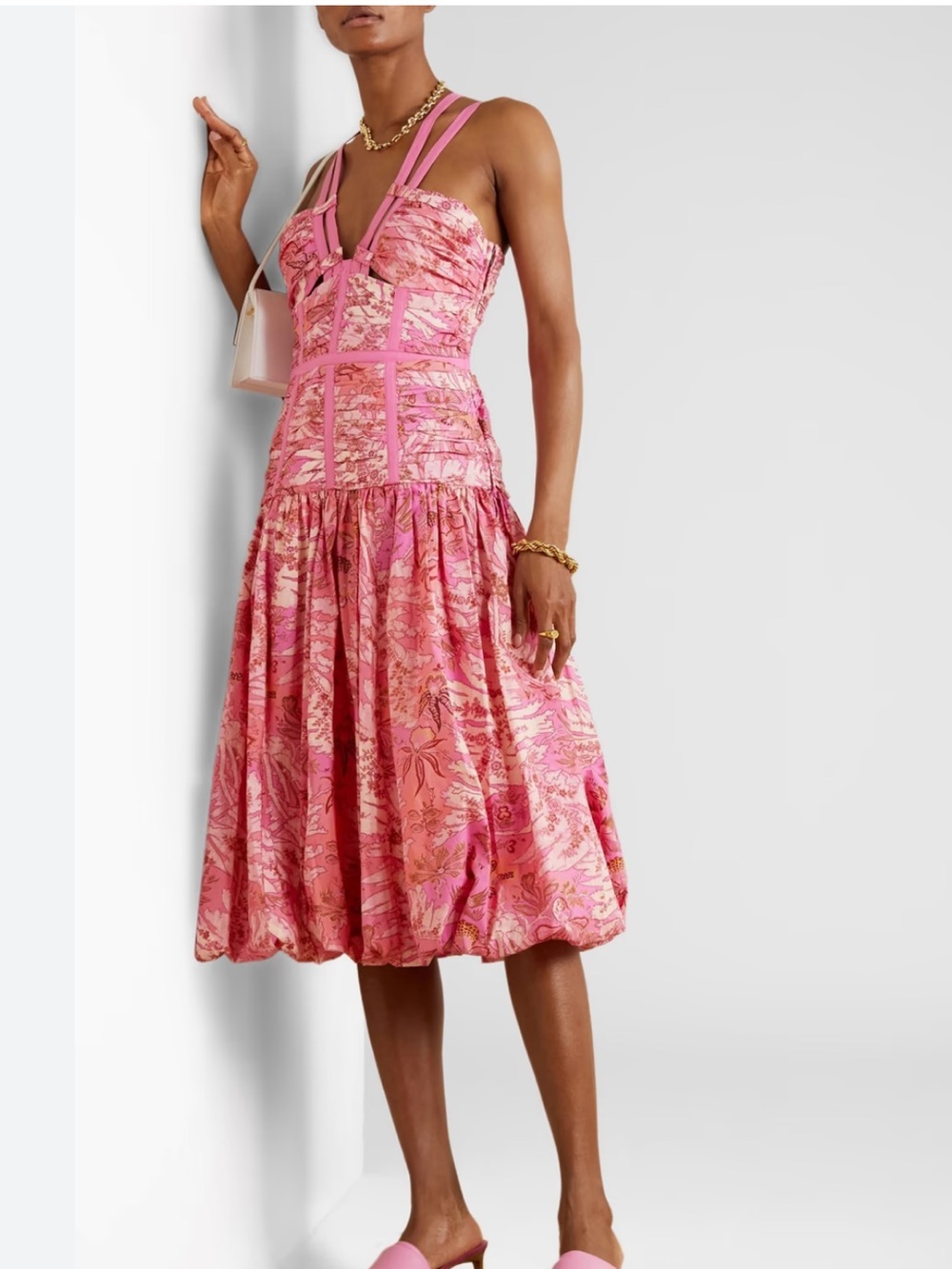 Ulla Johnson Kaia Floral Print Cotton Balloon Hemline Dress Size 6